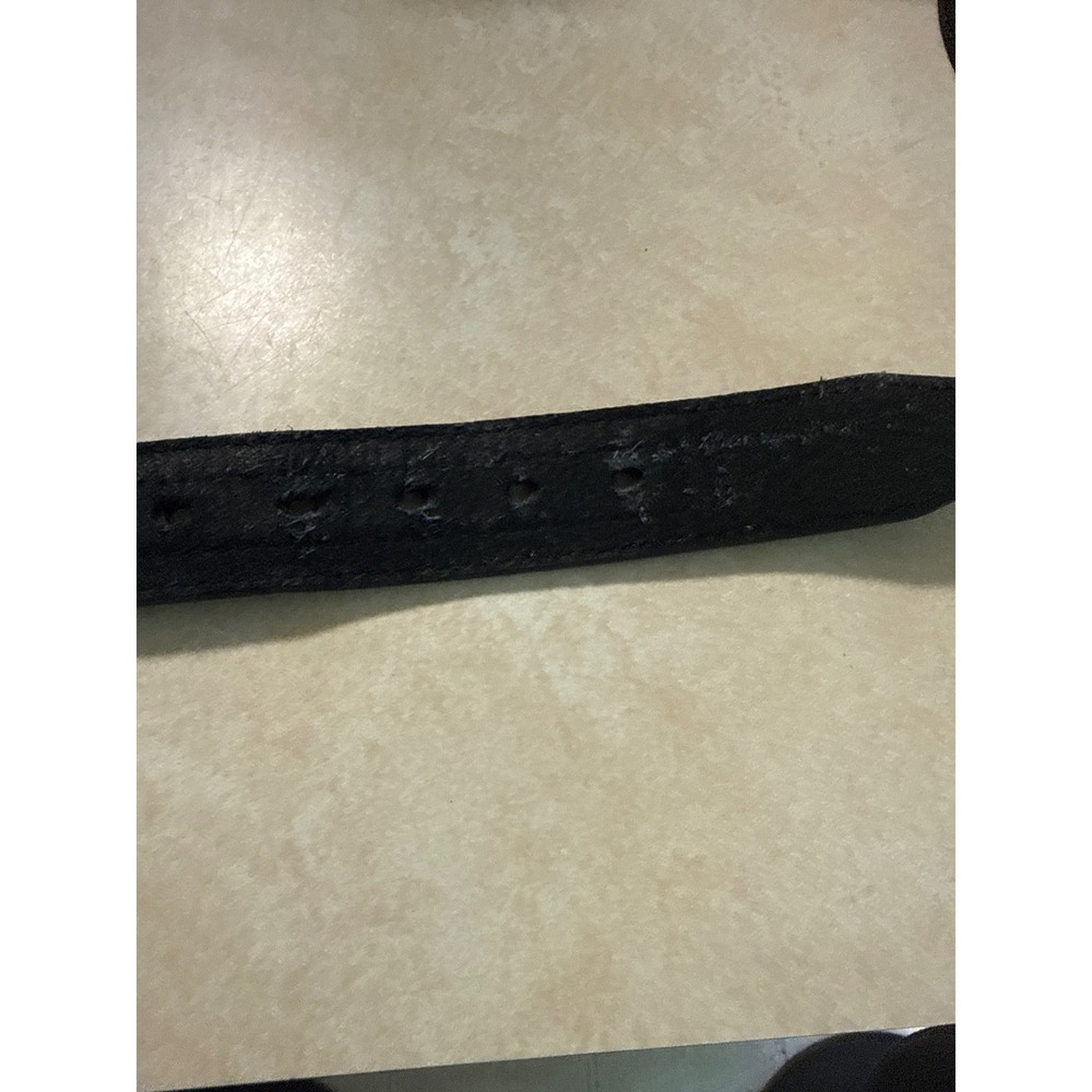 Dickies Mens Leather Belt Black Stitched Silver Buckle Logo XL 42-44 - Picture 3 of 5